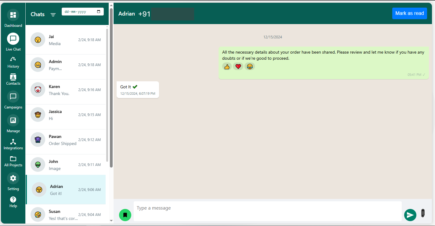 WhatsApp Business Integration System